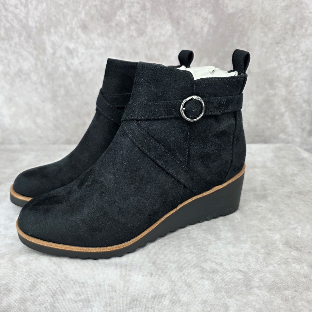 LifeStride Zinfandel Ankle Wedge Bootie Womens Size 6.5 Black Zipper NEW